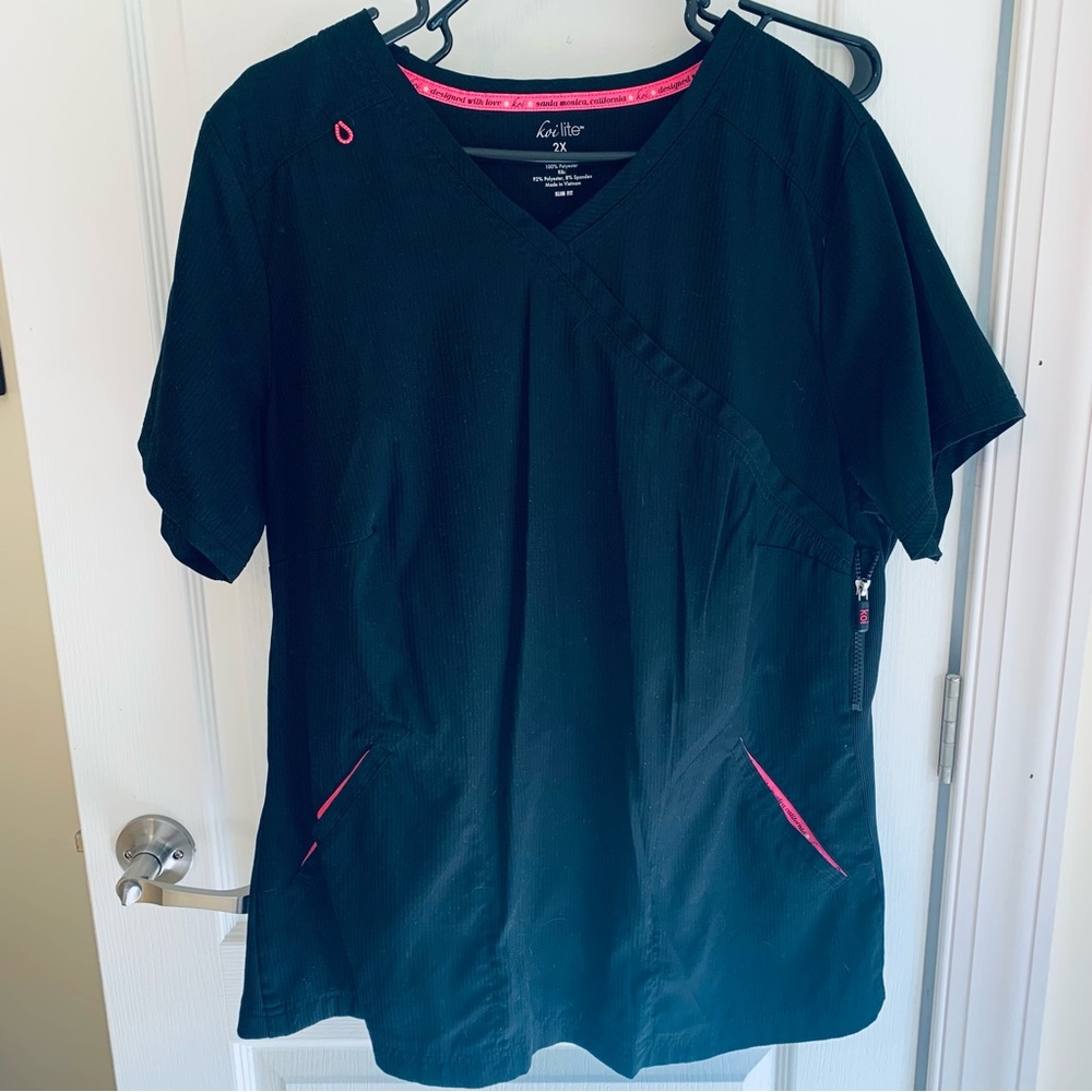 Koi Lite Black Scrubs Set Top Size 2XL Pant Size XL